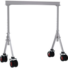 Adjustable Height Aluminum Gantry Crane, 10'W x 12'H, Pneumatic Rubber Casters, 4000 lb. Cap view 2