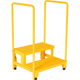 Vestil Manufacturing ASP-24-HR Vestil™ Adjustable Step Mate Stand with Handrail, 22-7/8"L x 25-15/16"W x 43-1/8"H, Yellow image.