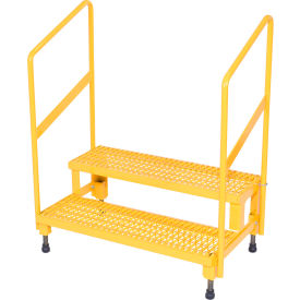Vestil 2 Step Steel Adjustable Mate Stand w/Handrails 22-7/8"L x 38-3/16"W x 43-1/8"H Yellow 