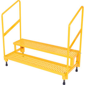 Vestil 2 Step Steel Adjustable Mate Stand w/ Handrail 22-7/8"L x 50-1/2"W x 43-1/8"H Yellow 