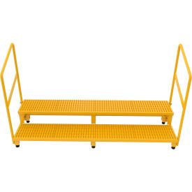 2-Step Steel Adjustable Stand with Handrails, 22-7/8"L x 74-11/16"W x 45-1/4"H, Yellow view 2