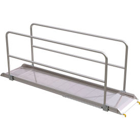Aluminum Wheel Walk Ramp Steel w/ Handrails, 123-1/16''L x 28''W, 2200 Lb. Cap., Silver view 2