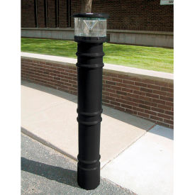 Metro Decorative Bollard Cover with Solar Powered Light Fit Pipe 6""-6-5/8"" Black