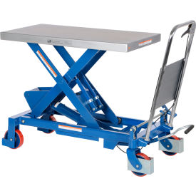 Vestil Manufacturing CART-1750 Vestil™ Hydraulic Elevating Cart, 1750 lb. Capacity, Steel, 39-1/2 x 20 Platform, Blue image.