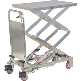 Vestil Stainless Steel Mobile Double Scissor Lift Table 27-1/2"L x 17-1/2"W 220 lb. Cap. 