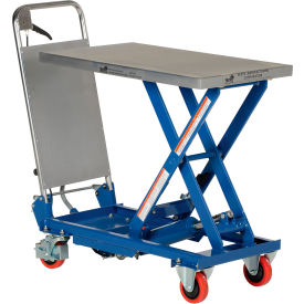Hydraulic Scissor Cart, 400 lb Capacity, Steel, 27-1/2 x 17-1/2 Platform, Blue view 2