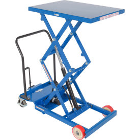 Vestil Steel Low Profile Scissor Lift Cart 33" x 23-1/4" Platform 600 lb. Capacity Blue 