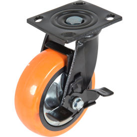 Vestil CST-E6 Swivel Caster 6" Dia. x 2"W with Brake 837 lb. Capacity Polyurethane Orange 