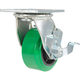 Vestil CST-F34 Swivel Caster 4" Dia. x 2"W with Brake  700 lb. Capacity Polyurethane Green 