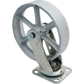 Swivel Caster 8" Dia. x 2"W, 1400 lb. Capacity, Cast Iron/Steel, Gray view 2
