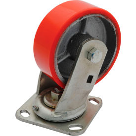 Swivel Caster 5" Dia. x 2"W, 551 lb. Capacity, Polyurethane, Red view 2