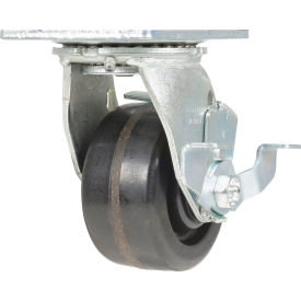 Vestil CST-VE Swivel Caster 4" Dia. x 2"W with Brake Phenolic 800 lb. Capacity Black 