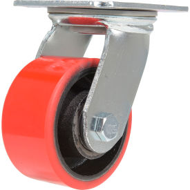 Swivel Caster 4" Dia. x 2"W, 792 lb. Capacity, Polyurethane, Red view 2
