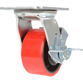 Vestil CST-VE Swivel Caster 4" Dia. x 2"W with Brake  792 lb. Capacity Polyurethane Red 