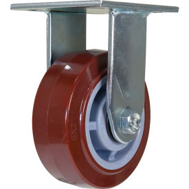 Rigid Caster 5" Dia x 2"W, 600 lb. Capacity, Polyurethane, Maroon/Gray view 2