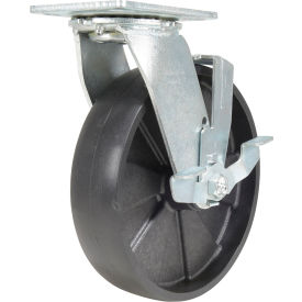 Vestil CST-VE Swivel Caster 8" Dia. x 2"W with Brake Glass Filled Nylon 1250 lb. Capacity Black 