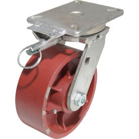 Vestil CST-VE Swivel Caster 8" Dia. x 3"W 6000 lb. Capacity Steel/Cast Iron Red 