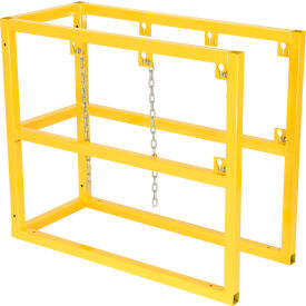 Steel Cylinder Barricade Rack, 16-1/2"W x 37-1/2"D x 32"H, 3 Cylinder Capacity, Yellow view 2