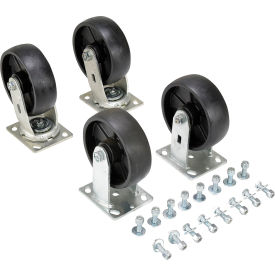 Vestil 6" x 2" Glass-Filled Nylon Caster Kit 4800 lb. Capacity Black 