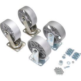 6" x 2" Semi Steel Caster Kit, 8000 lb Capacity, Silver view 2