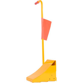 Fabricated Steel Wheel Chock w/ Ergonomic Handle & Flag, 10-3/4"L x 16-3/4"W x 37-3/8"H view 2