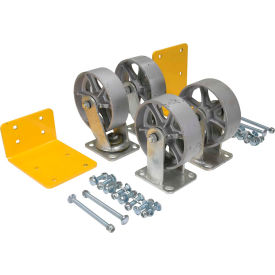 Vestil Manufacturing H-CK4-SC6-2 6" x 2" Semi-Steel Caster Kit H-CK4-SC6-2 for Hopper - 4800 Lb. Cap. image.
