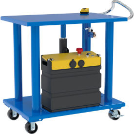 Steel DC Powered Hydraulic Post Table, 24''W x 36''L Platform, 2000 lb. Capacity, Blue view 2