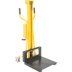 Vestil Swivel Caster 4" Dia x 1"W Portable Hand Winch Lifter 330 lb. Cap. SteelYellow/Black 
