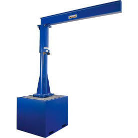 Steel Portable Jib Crane with Filled Base, 8' I-Beam, 1000 lb. Capacity, Blue view 2