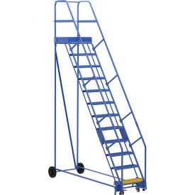 12 Step Steel Rolling Ladder, 58 Degree, 24"W Grip Strut Step, 97-1/2"L, 350 lb. Cap. view 2