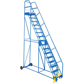 Vestil 16 Step Steel Rolling Ladder 58 Degree 24"W Grip Strut Step 350 lb. Capacity 