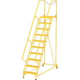 Vestil Manufacturing LAD-MM-10-G-YL Maintenance Ladder - 10 Step Grip-Strut - Yellow image.