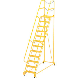 Vestil Manufacturing LAD-MM-12-P-YL Maintenance Ladder - 12 Step Perforated - Yellow image.