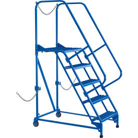 Vestil Manufacturing LAD-STAL-5-G Vestil™ Semi-Trailer Access Ladder, Steel, 5 Steps, 21"D Step, 80" Handrail, 350 lb. Cap., Blue image.