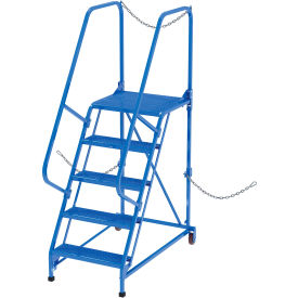 5 Step Semi-Trailer Access Ladder, Perforated, 350 lb Capacity, Blue view 2