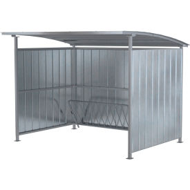 Multi Duty Bicycle Shelter, 95-1/2"L x 120"W x 90-1/16"H, Galvanized, Silver view 2