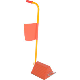 Molded Rubber Wheel Chock with Handle & Flag, 20-7/16"L x 19"W x 37-1/8"H view 2