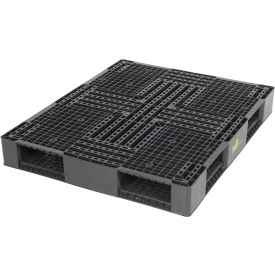 Vestil Manufacturing PLPB-4840 Rackable & Stackable Open Deck Pallet, Plastic, 4-Way, 46-7/8"x39-1/8", 8800 Lb Stat Cap, Black image.