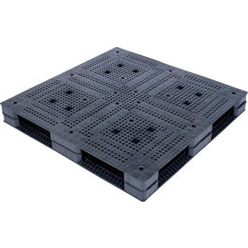 HDPE Heavy Duty Rackable Pallet/Skid, 4-Way, 47-1/4"x47-1/4", 22000 lb Stat. Cap., Black view 2