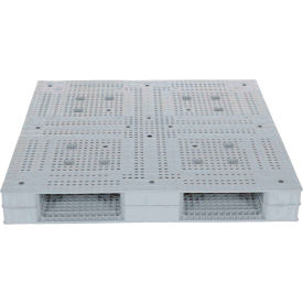 Vestil Manufacturing PLPG-4848-HD Heavy Duty Open Deck Pallet, Plastic, 4-Way Entry, 47-1/4" x 47-1/4", 8800 Lb Static Cap, Gray image.