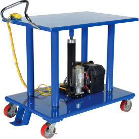 Steel Linear Actuated Post Lift Table, 24''W x 36''L Platform, 1000 Lb. Cap., Blue view 2