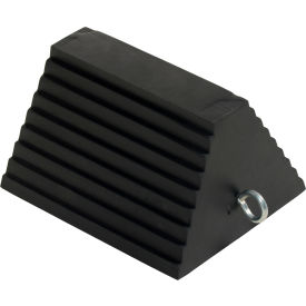 Molded Rubber Wheel Chock with Eye Bolt & Double Jam Nut, 8"L x 9-1/2"W x 6"H view 2