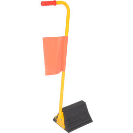 Rubber Wheel Chock with Handle & Flag, 18-13/16"L x 8"W x 37-1/8"H view 2