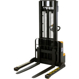 Vestil Steel Adjustable Double Mast Stacker Variable Speed 118" Lift 2200 lb. Capacity 