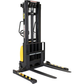 Vestil Hand Pump DC Powered Stacker with Adjustable Forks & Legs 118" Lift 2000 lb. Cap. 