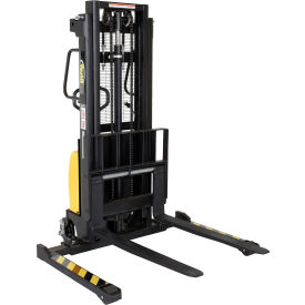Vestil Hand Pump DC Powered Stacker with Adjustable Forks & Legs 98" Lift 2000 lb. Capacity 