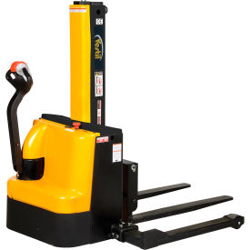 Vestil Steel Narrow Mast Stacker DC Powered Adjustable Forks & Legs 90" Lift 2500 lb. Cap. 
