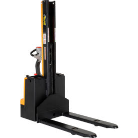 Vestil Manufacturing SNM15-62-FF-27 Fully Powered Narrow Mast Stacker SNM15-62-FF-27 w/ Fixed Forks and Straddle Legs - 1500 Lb Capacity image.