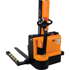 Steel Narrow Mast Stacker DC Powered, Adjustable Fork/Legs, 43" Lift, 3000 lb Cap view 2