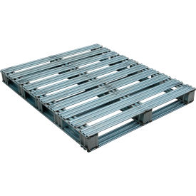Vestil Manufacturing SPL-4048 Vestil™ Open Deck Pallet, Galvanized Steel, 40"L x 48"W, 8,000 lb. Floor Capacity, Gray image.
